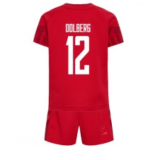 Danmark Kasper Dolberg #12 Hemmaställ Barn VM 2022 Korta ärmar (+ Korta byxor)